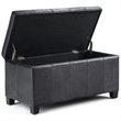 Simpli Home Dover Faux Leather Storage Ottoman Bench in Black