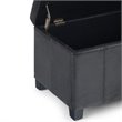 Simpli Home Dover Faux Leather Storage Ottoman Bench in Black