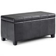 Simpli Home Dover Faux Leather Storage Ottoman Bench in Black