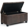 Simpli Home Dover Faux Leather Storage Ottoman Bench in Brown