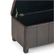 Simpli Home Dover Faux Leather Storage Ottoman Bench in Brown
