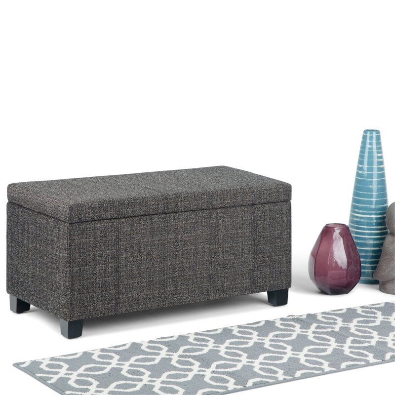 Simpli Home Dover Upholstered Storage Ottoman Bench In Dark Gray