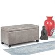 Simpli Home Dover Faux Leather Storage Ottoman Bench in Gray Taupe