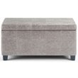 Simpli Home Dover Faux Leather Storage Ottoman Bench in Gray Taupe