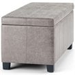 Simpli Home Dover Faux Leather Storage Ottoman Bench in Gray Taupe