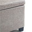 Simpli Home Dover Faux Leather Storage Ottoman Bench in Gray Taupe