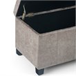 Simpli Home Dover Faux Leather Storage Ottoman Bench in Gray Taupe