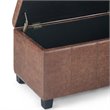 Simpli Home Dover Faux Leather Storage Ottoman Bench in Umber Brown