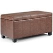 Simpli Home Dover Faux Leather Storage Ottoman Bench in Umber Brown