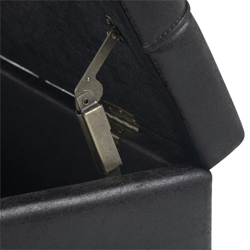 harrison 36&quot transitional square coffee table ottoman in black faux leather