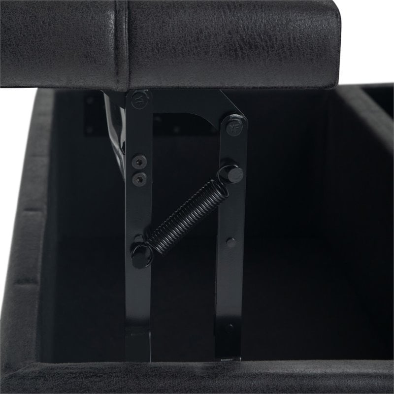 harrison 36&quot transitional square coffee table ottoman in black faux leather