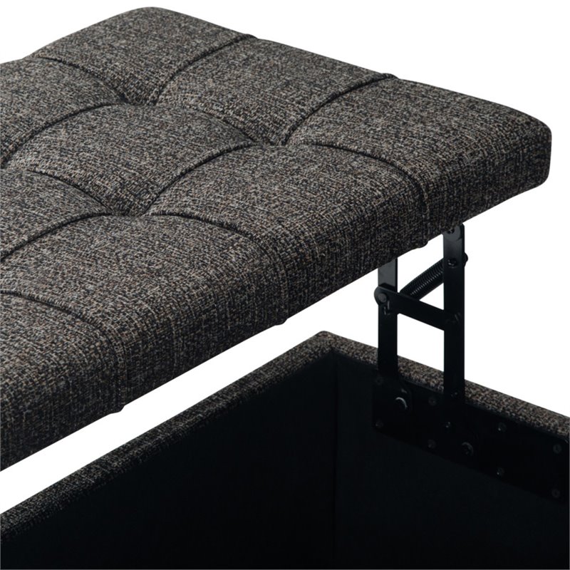 Simpli Home Harrison Tufted Storage Coffee Table Ottoman ...