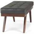Pierce 48 inch W Modern Rectangle Ottoman Bench in Distressed Black Faux Leather
