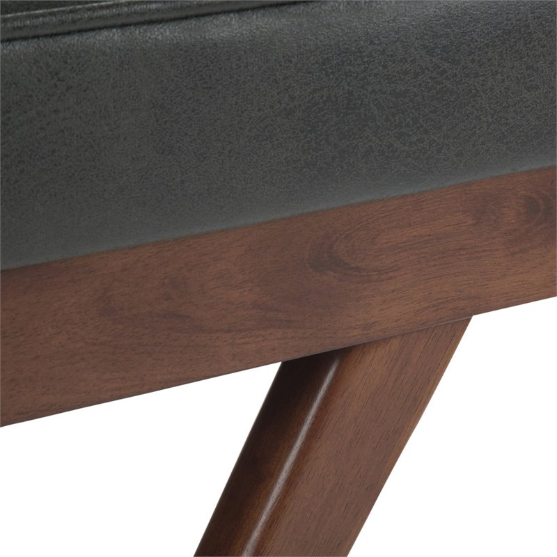 Pierce 48 inch W Modern Rectangle Ottoman Bench in Distressed Black Faux Leather