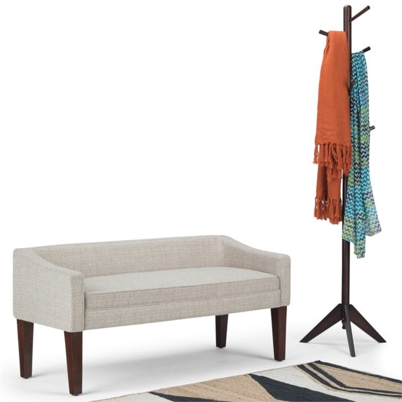 Simpli Home Parris Upholstered Bedroom Bench in Platinum and Brown