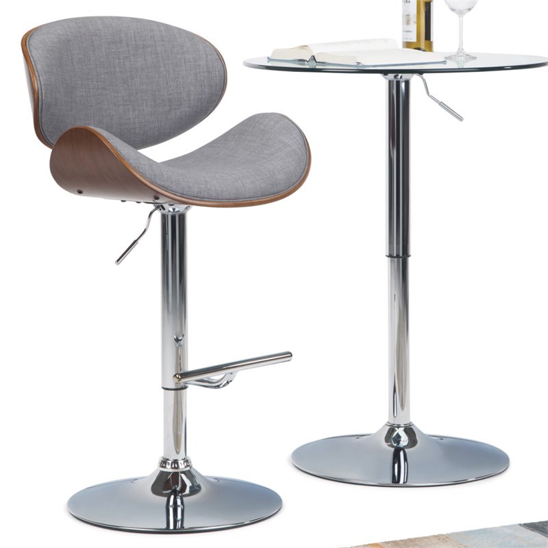 Simpli Home Marana Adjustable Bar Stool in Gray and Brown