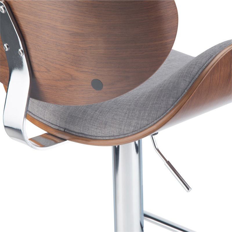 Simpli Home Marana Adjustable Bar Stool in Gray and Brown