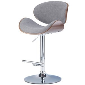 Simpli Home Marana Adjustable Bar Stool in Gray and Brown