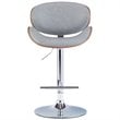 Marana Bentwood Adjustable Height Gas Lift Bar Stool in Stone Gray Faux Leather