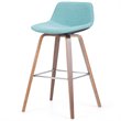 Randolph 28 inch Seat Height Mid Century Modern Bentwood Counter/Bar Height Stool in Aqua Blue Linen Look Fabric (Set of 2)