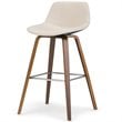 Randolph 28 inch Seat Height Mid Century Modern Bentwood Counter/Bar Height Stool in Natural Linen Look Fabric (Set of 2)