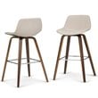 Randolph 28 inch Seat Height Mid Century Modern Bentwood Counter/Bar Height Stool in Natural Linen Look Fabric (Set of 2)