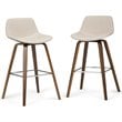 Randolph 28 inch Seat Height Mid Century Modern Bentwood Counter/Bar Height Stool in Natural Linen Look Fabric (Set of 2)