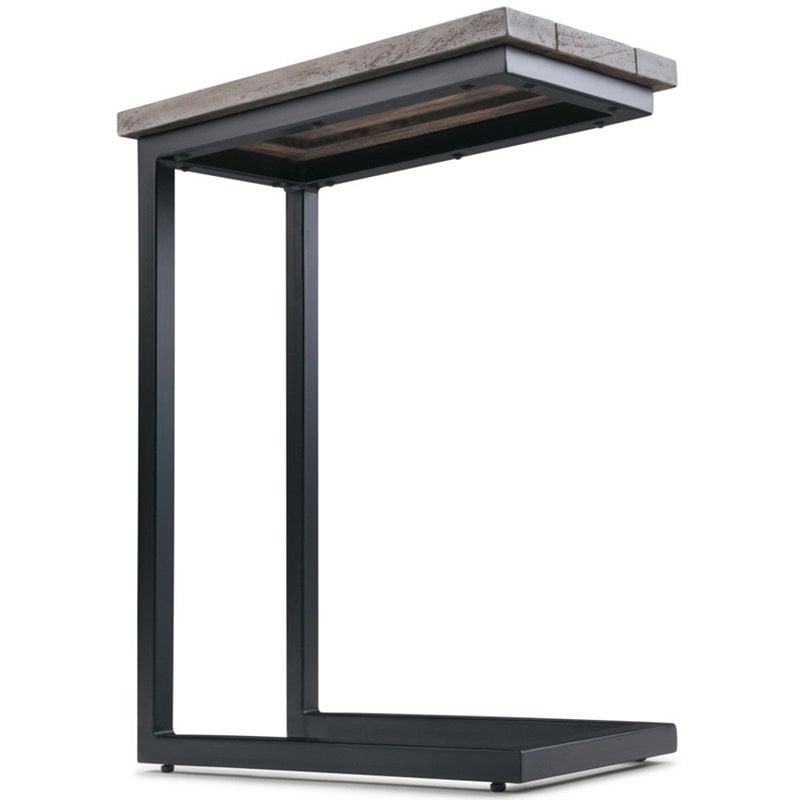 Simpli Home Skyler Contemporary End Table in Birch and Black