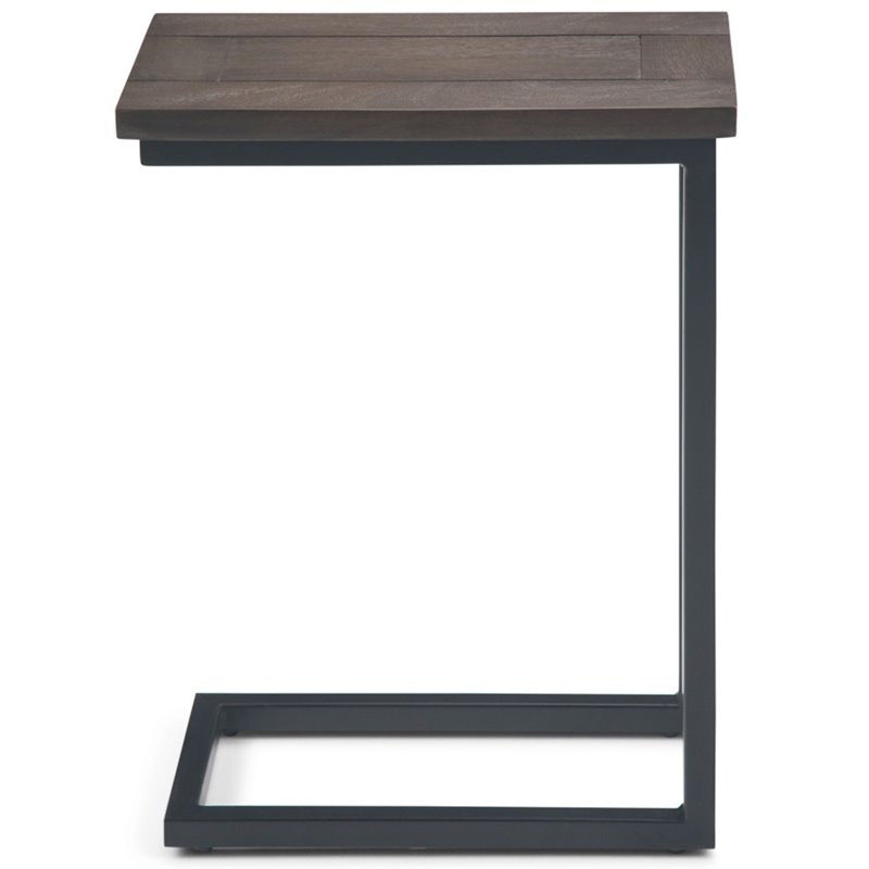 Simpli Home Skyler Contemporary End Table in Walnut and Black