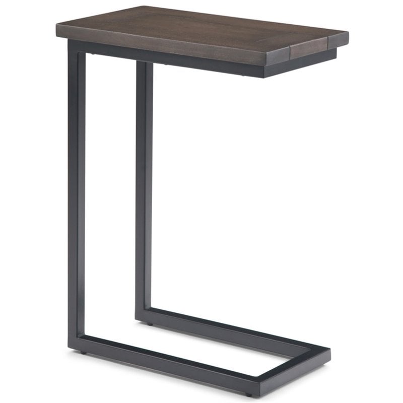 Simpli Home Skyler Contemporary End Table in Walnut and Black