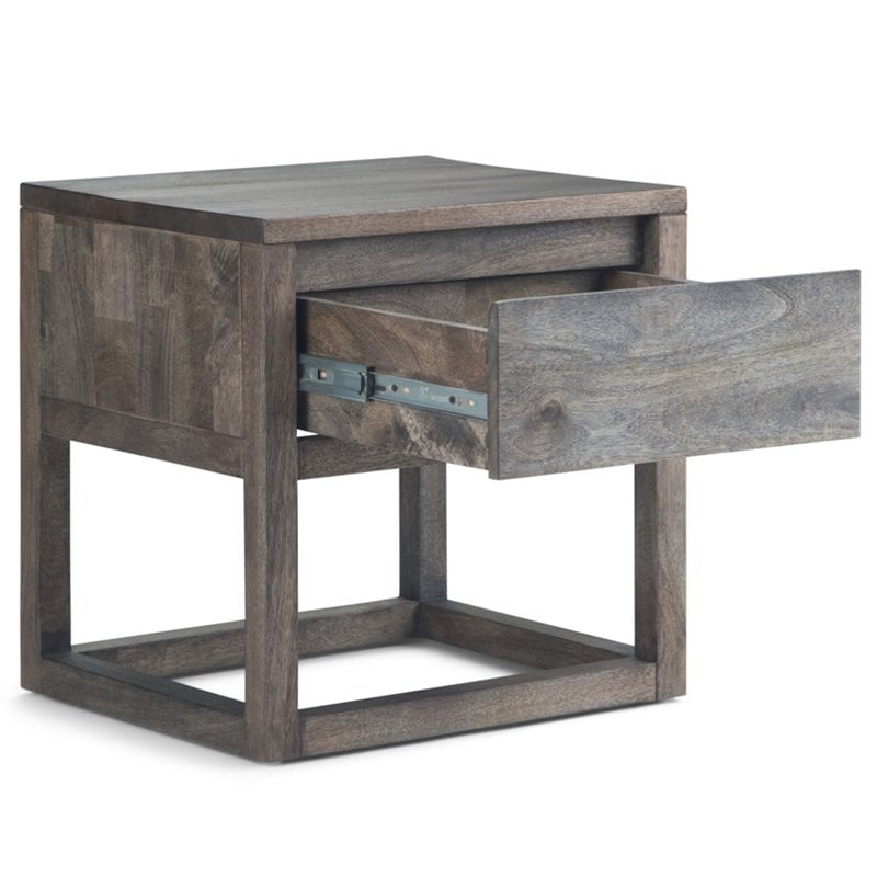 Simpli Home Cornell Solid Mango Wood 20 Inch Wide Modern Rustic End Table In Barnwood Brown Axccor 02 Br