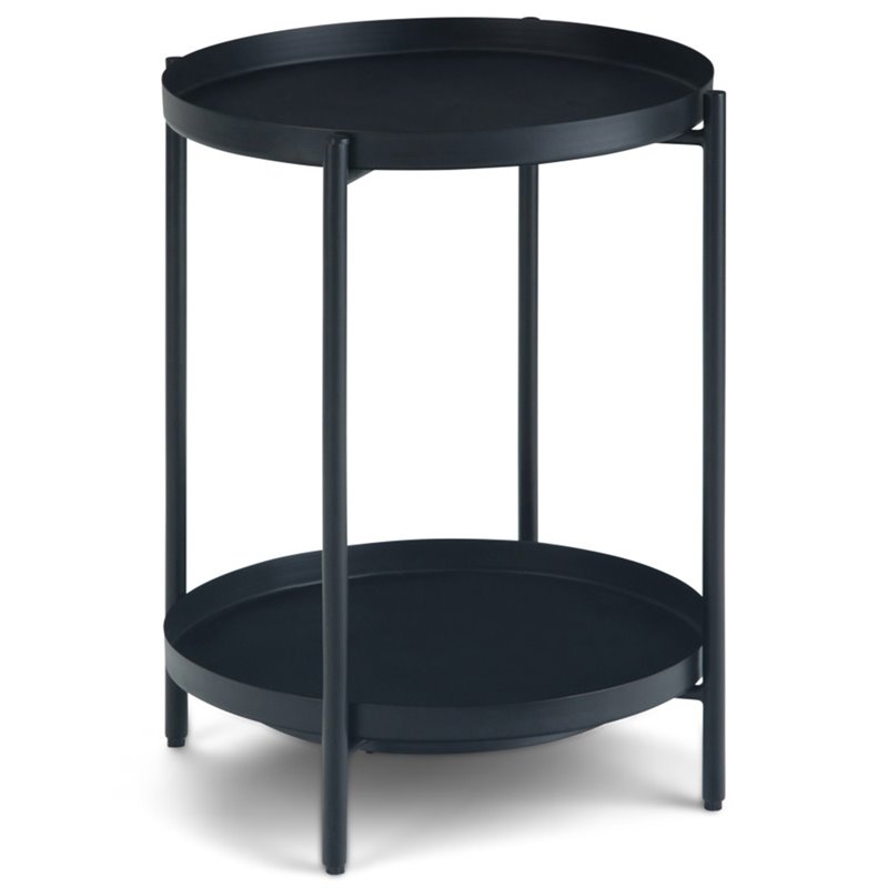 Simpli Home Monet 24 Round Metal Tray Top End Table In Black Axcmnt 02