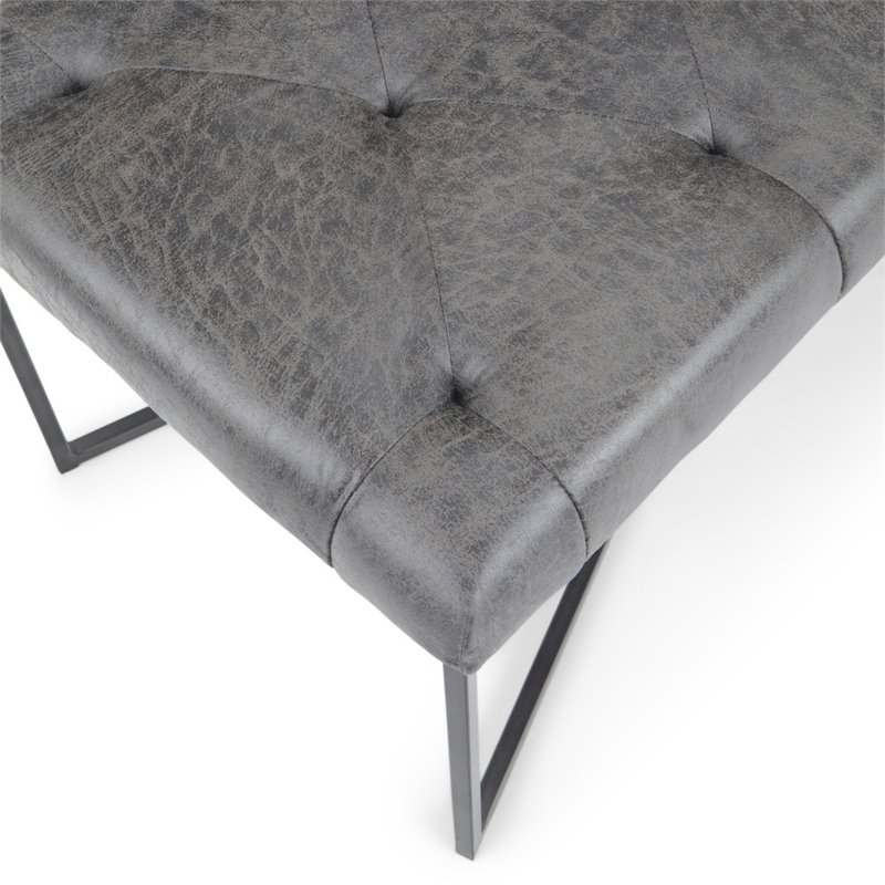 Simpli Home Maddox Faux Leather Tufted Ottoman Bench In Black Axcot 294 Dbl
