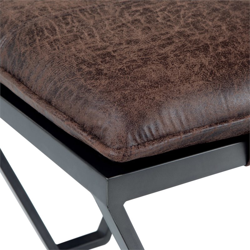 Simpli Home Bannister Faux Leather Ottoman Bench In Distressed Brown