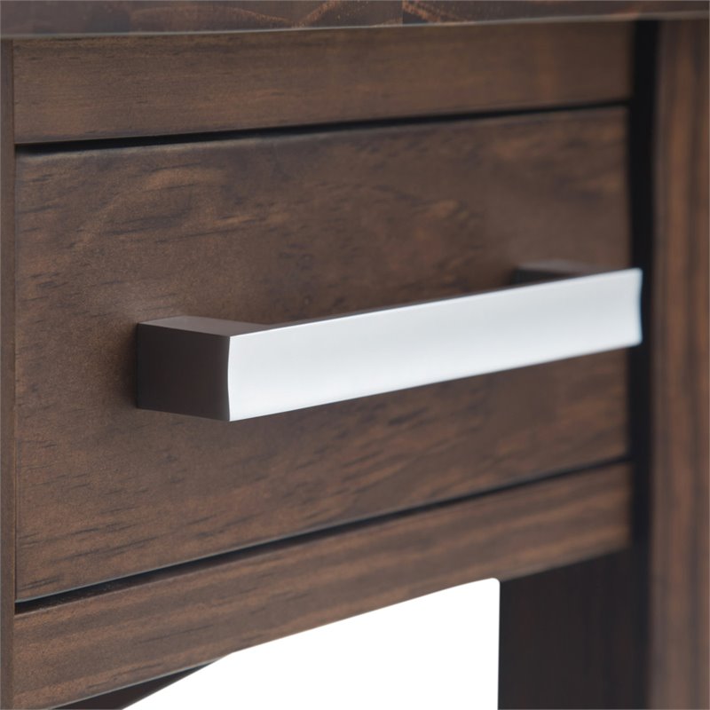 Simpli Home Kitchener 1 Drawer End Table in Warm Walnut