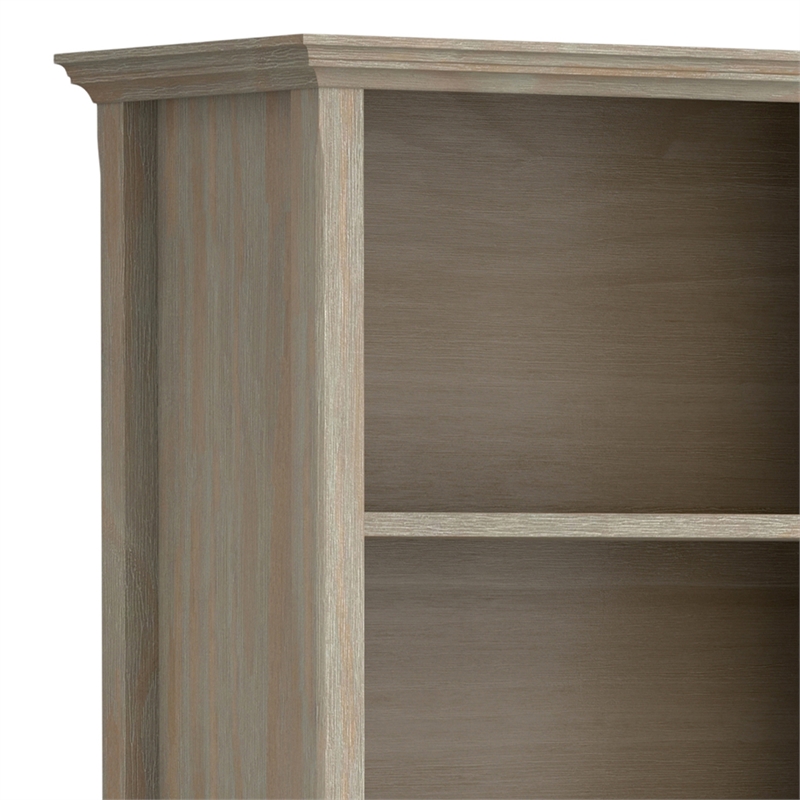 Amherst 30 inch Wide Solid Wood Transitional 5 Shelf Bookcase in Distressed Gray