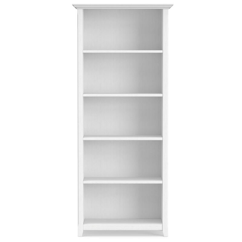 Amherst 30 inch Wide Solid Wood Transitional 5 Shelf Bookcase in White
