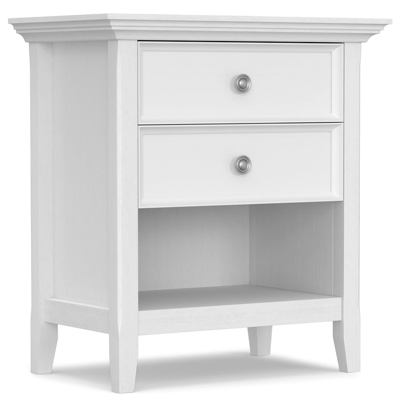 Amherst 24 inch Wide Solid Wood Transitional Bedside Table in White