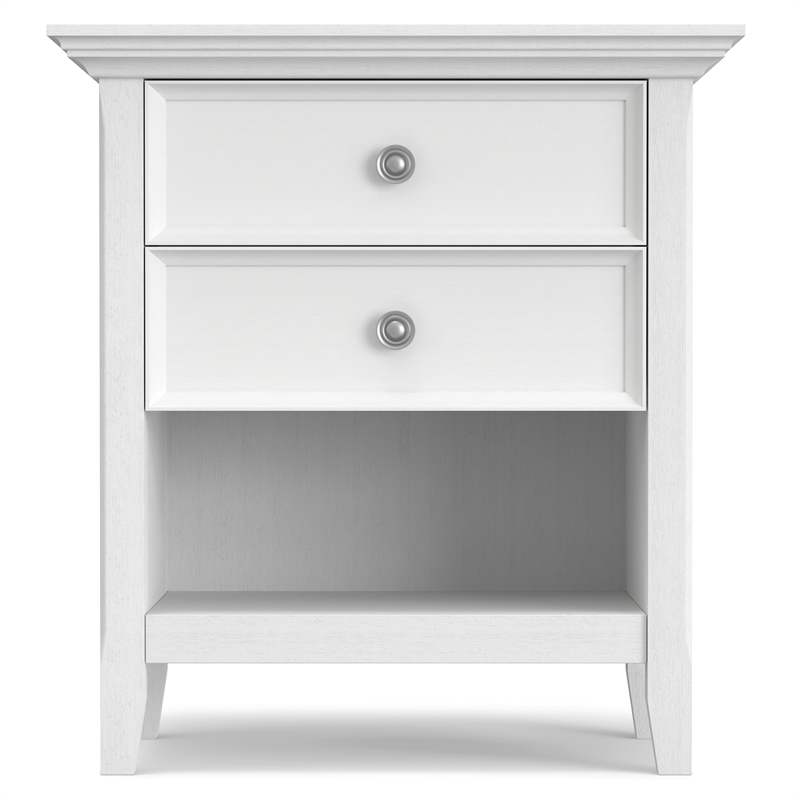 Amherst 24 inch Wide Solid Wood Transitional Bedside Table in White