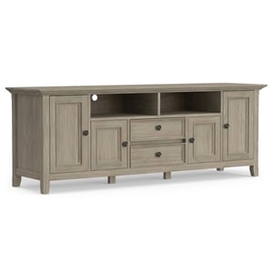Amherst 72 inch Wide Solid Wood Transitional TV Stand in Distressed Gray