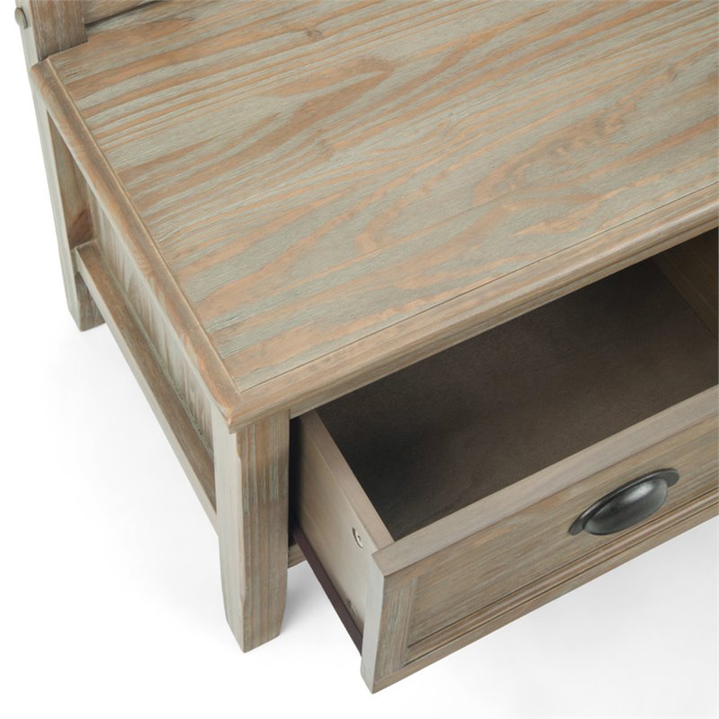 Simpli Home Burlington Entryway Storage Bench In Distressed Gray