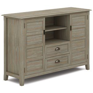 Simpli Home Burlington Wood 54&quot Transitional TV Media Stand in Gray For TVs up to 60&quot