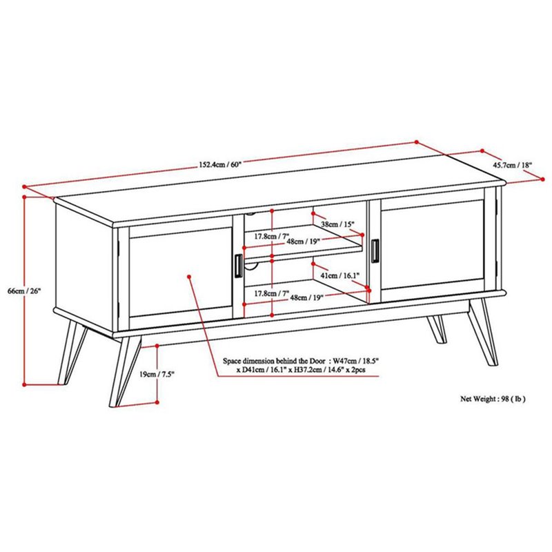 Simpli Home Draper Solid Hardood 60 