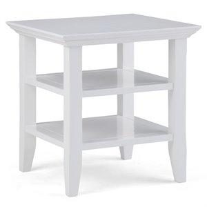 simpli home acadian solid wood end table with two shelves