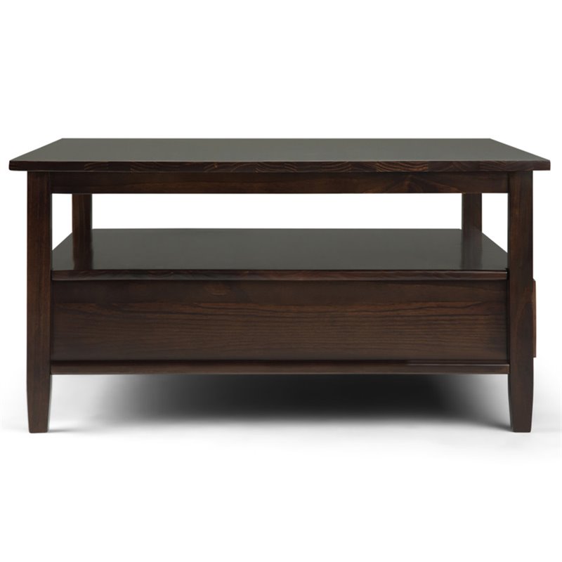 Simpli Home Warm Shaker 36" Square Storage Coffee Table in ...