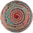 Margo Boho Round Pouf in Multi-Color Braided Jute and Cotton