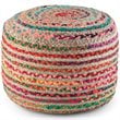 Margo Boho Round Pouf in Multi-Color Braided Jute and Cotton