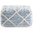 Simpli Home Cowan Boho Square Pouf in Blue and Natural Handloom Woven