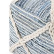 Simpli Home Cowan Boho Square Pouf in Blue and Natural Handloom Woven