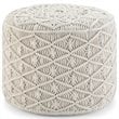 Coates Boho Round Macrame Pouf in Natural Cotton